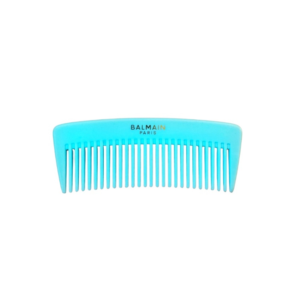 Balmain Paris Turquoise Blue Pocket Comb Metallic Gold Logo